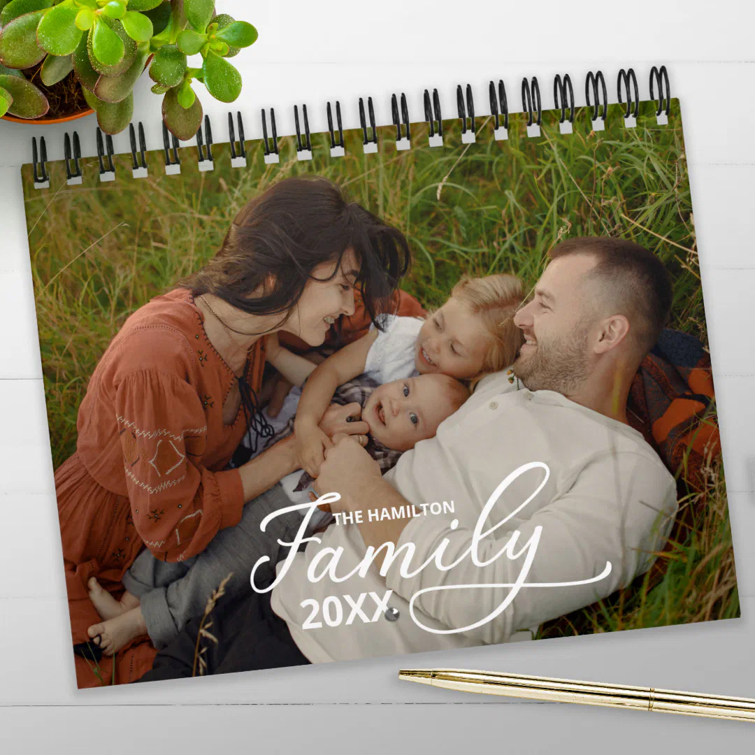 2027 Family Photo Chic Script Calendar