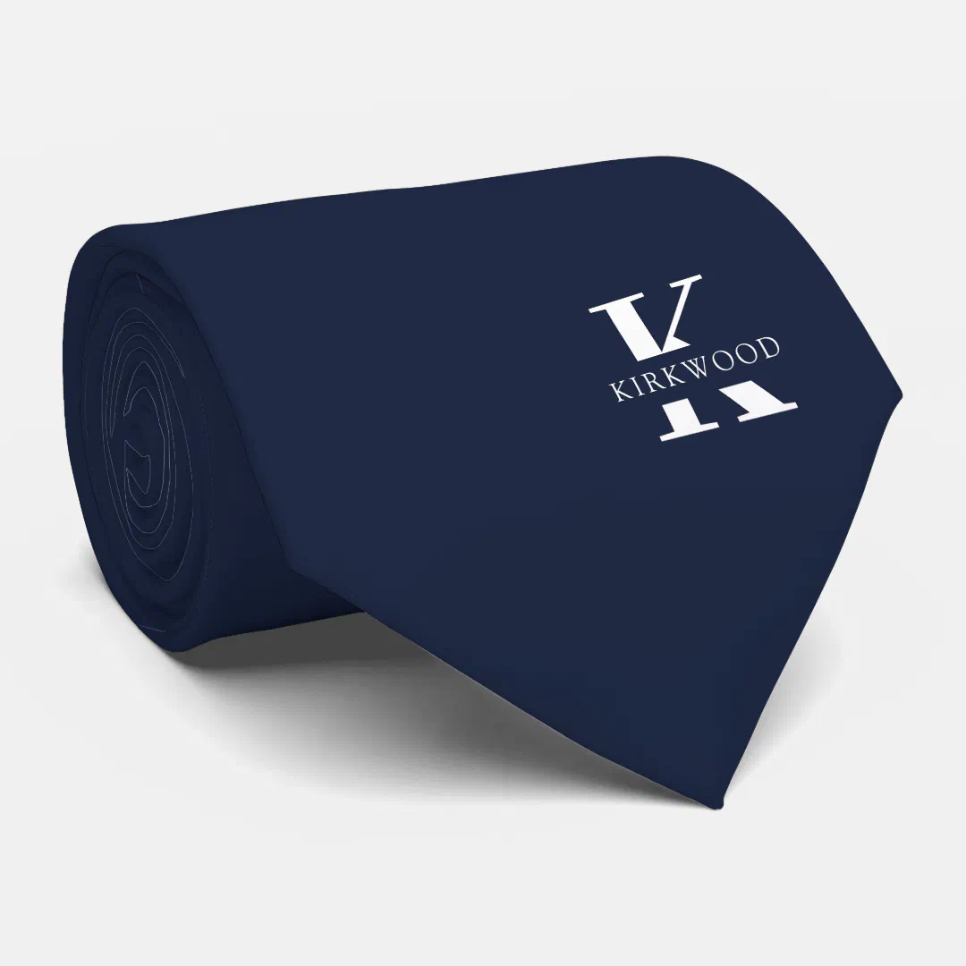 Denim Blue | Elegant Monogram + Name One-Sided Neck Tie