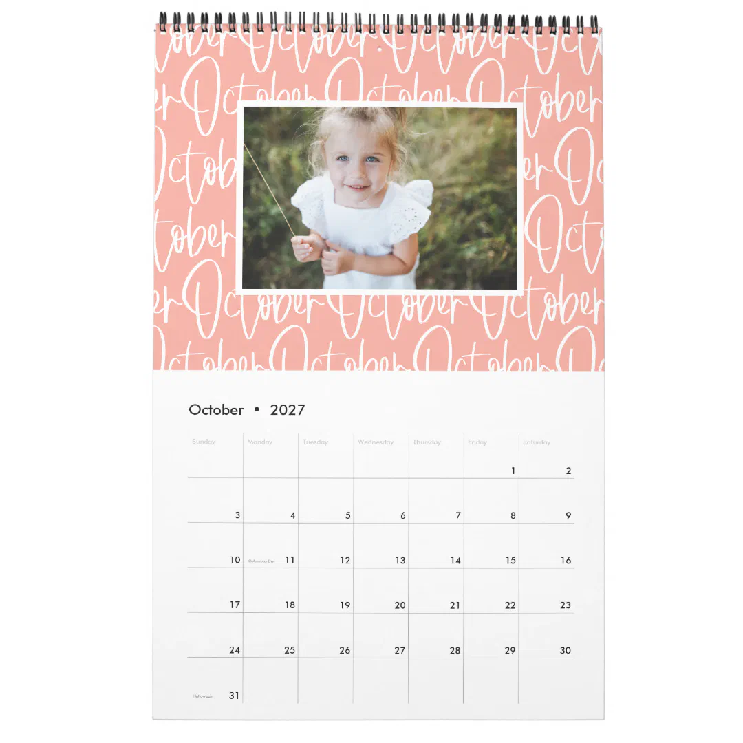 Modern marker pen photo script rainbow calendar