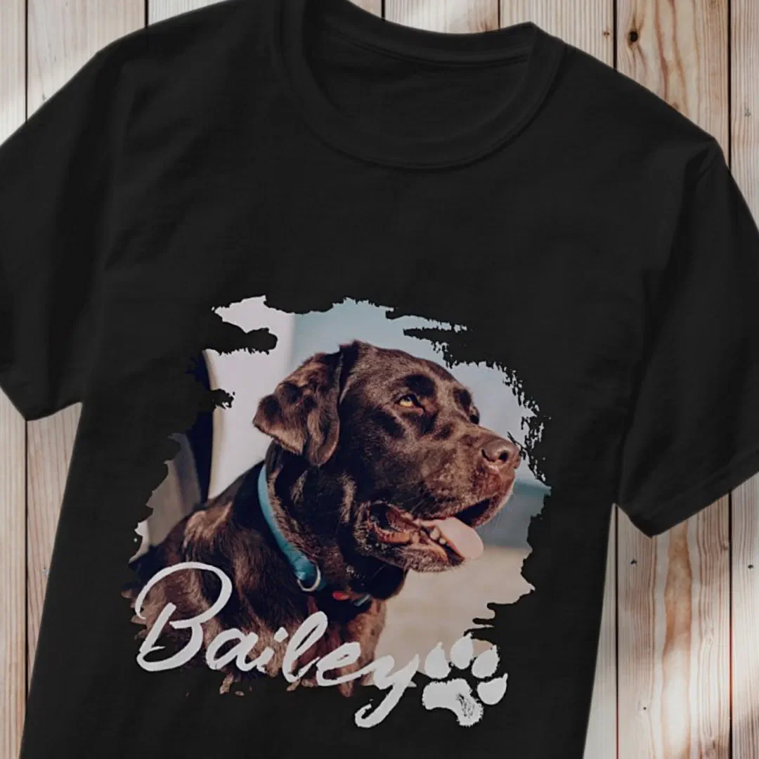 Pet’s Simple Modern Cool Typography Name and Photo T-Shirt