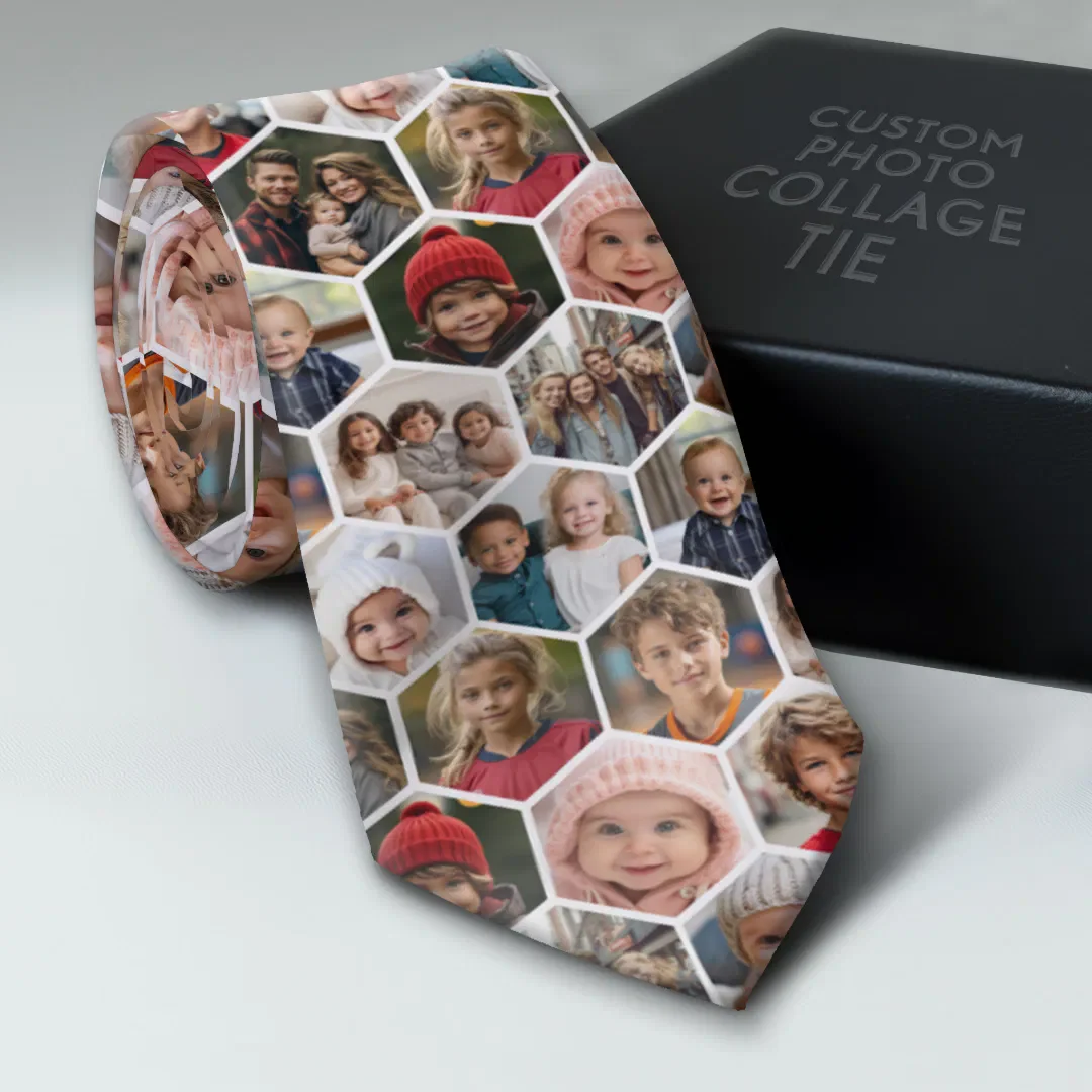 Create a Custom Photo Collage with 12 Photos Neck Tie