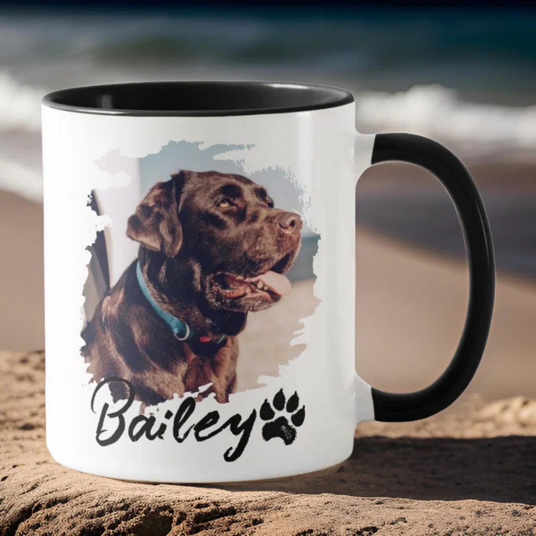 Pet’s Simple Modern Cool Typography Name and Photo Mug