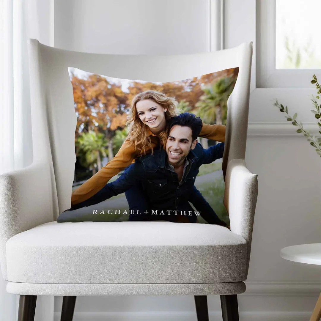 Create Your Own Couple Photo | Add Names Throw Pillow