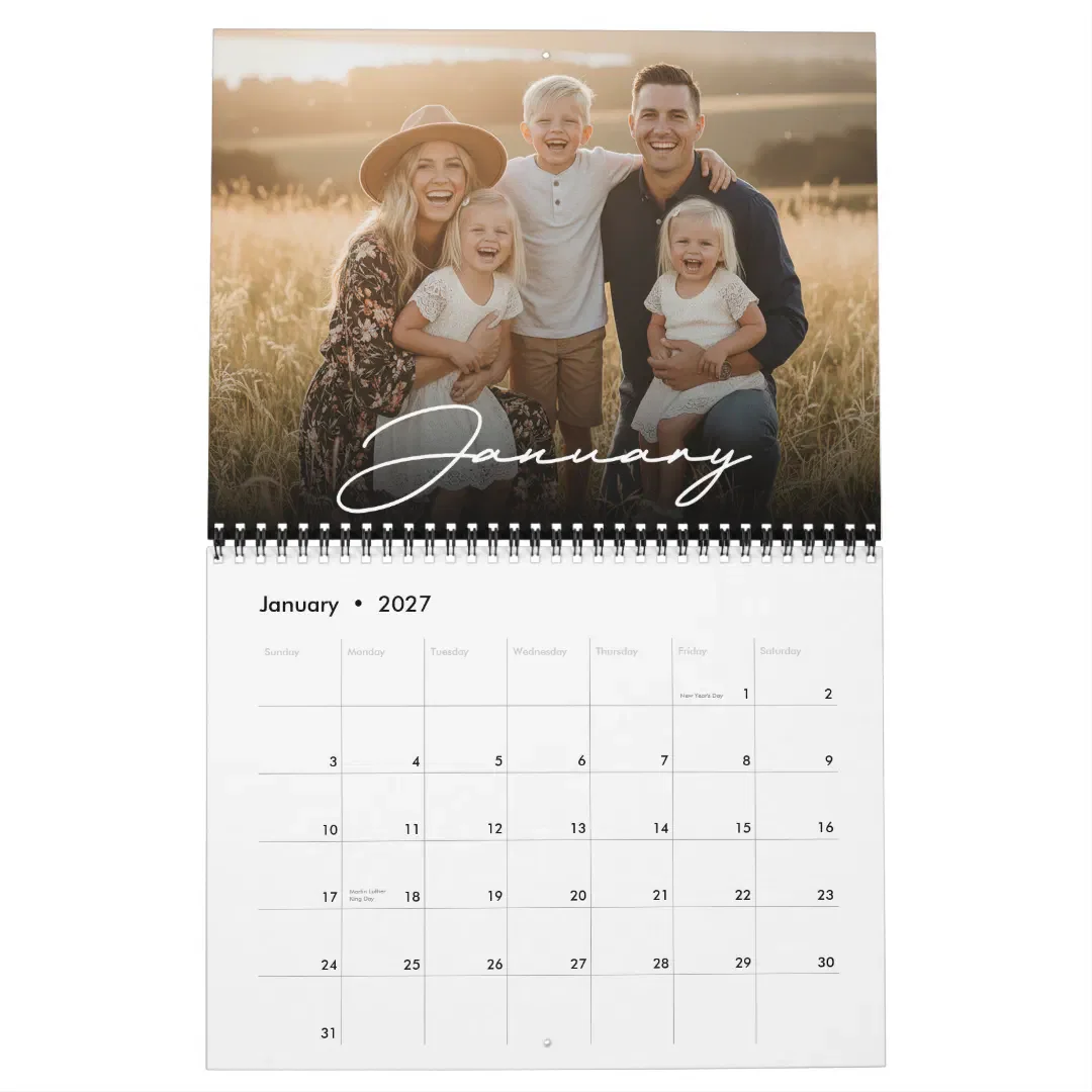 2027 Custom Family Photo Modern Elegant Script Calendar